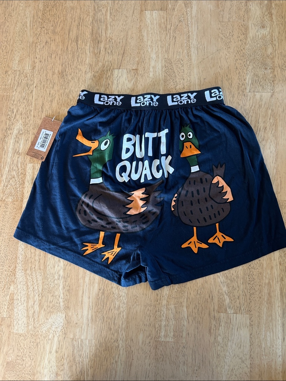 Lazy One navy Butt Quack' Duck Graphic Shorts